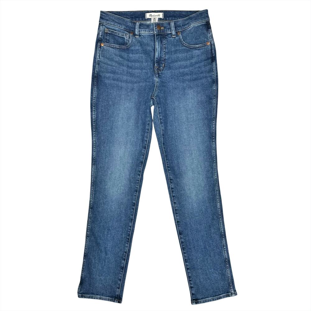 MADEWELL Mid-Rise Stovepipe Jeans in Medium Bue Wash Stretch Denim Size 28